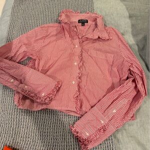 J. Crew Red and White Striped Blouse